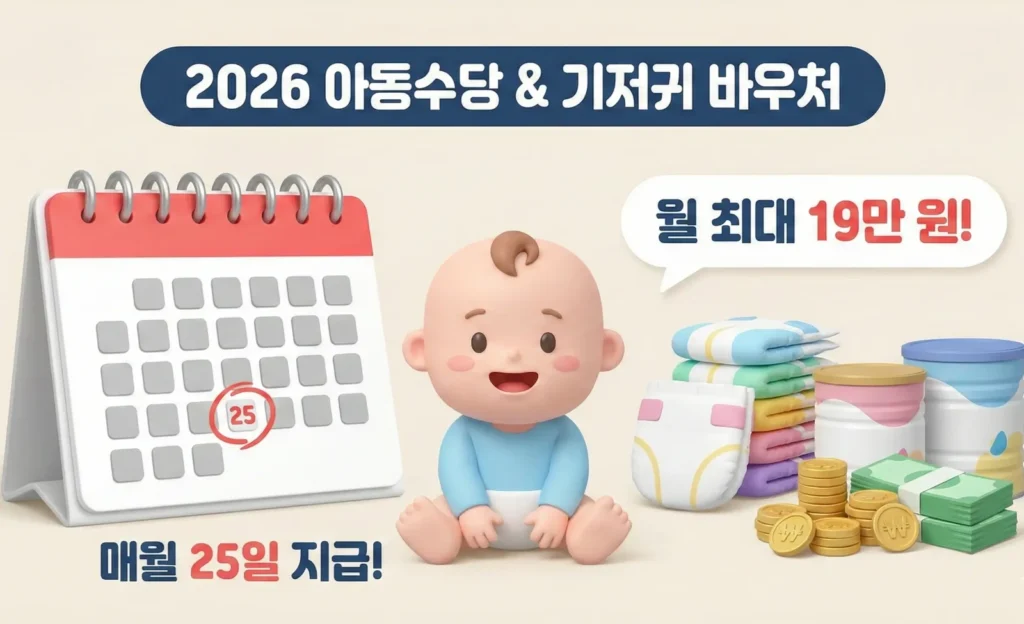 2026년 아동수당과 기저귀 바우처 지급일 및 월 최대 지원금 정리 이미지