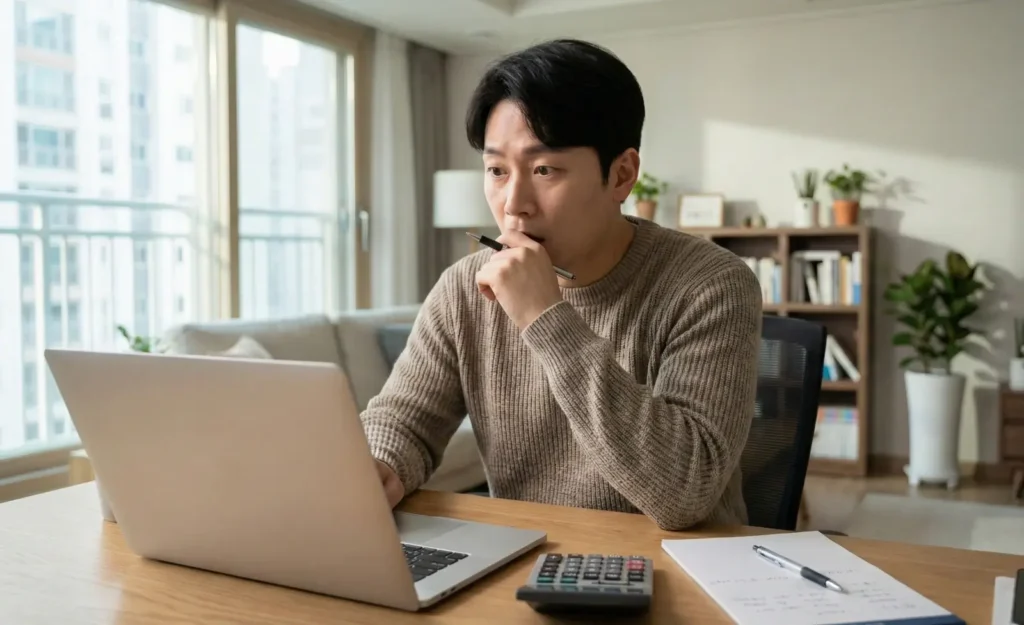 2026년 조기재취업수당 계산을 위해 실업급여 남은 금액을 확인하는 직장인 모습