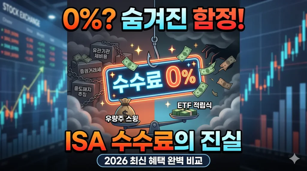 2026년 중개형 ISA 추천 증권사 수수료 0%의 숨겨진 함정과 유관기관 제비용, 증권거래세 등 실질 비용 및 투자 성향별 혜택을 완벽 비교한 썸네일 이미지