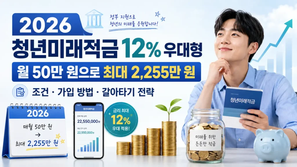 2026 청년미래적금 12% 우대형 조건과 가입 방법을 설명하는 대표이미지