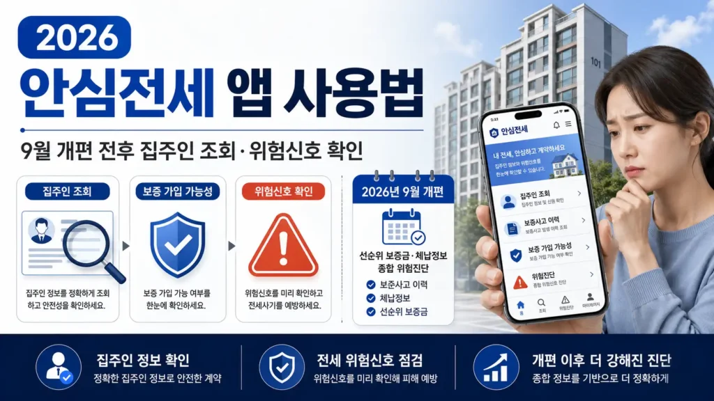 2026 안심전세 앱 사용법과 9월 개편 전후 집주인 조회 및 전세 위험신호 확인 안내
