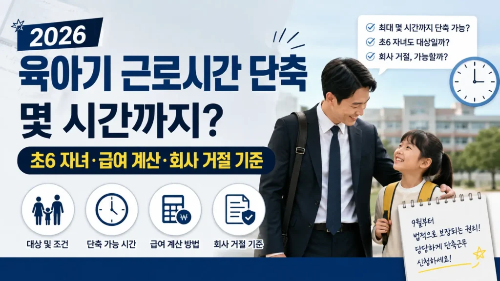 2026 육아기 근로시간 단축 가능 시간과 초6 자녀 대상, 급여 계산, 회사 거절 기준 안내