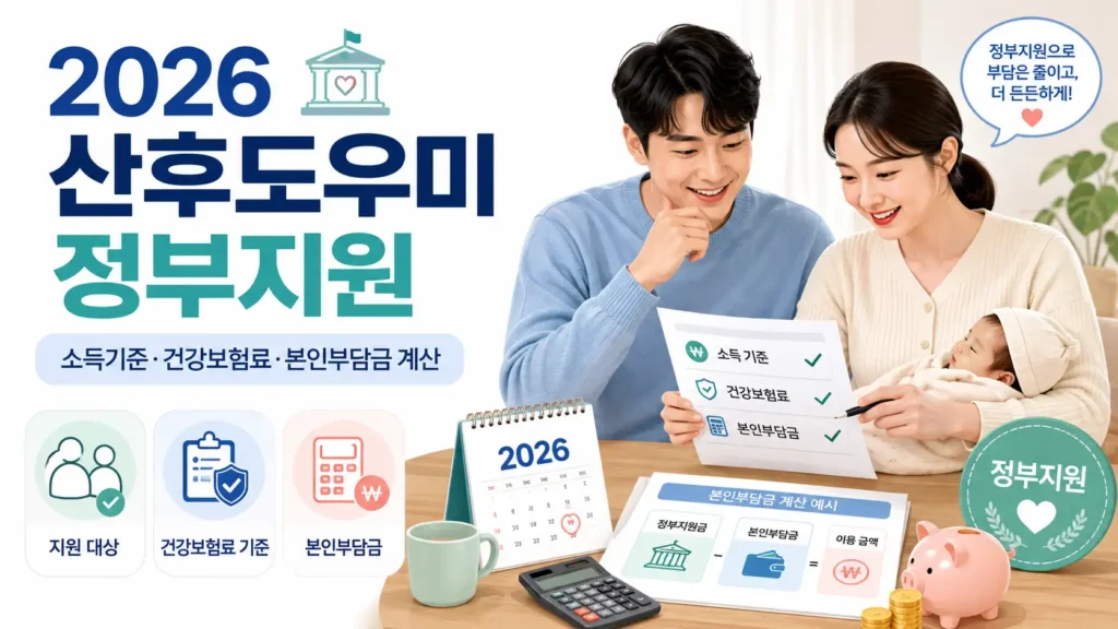 2026 산후도우미 정부지원 소득기준 건강보험료 본인부담금 계산 안내